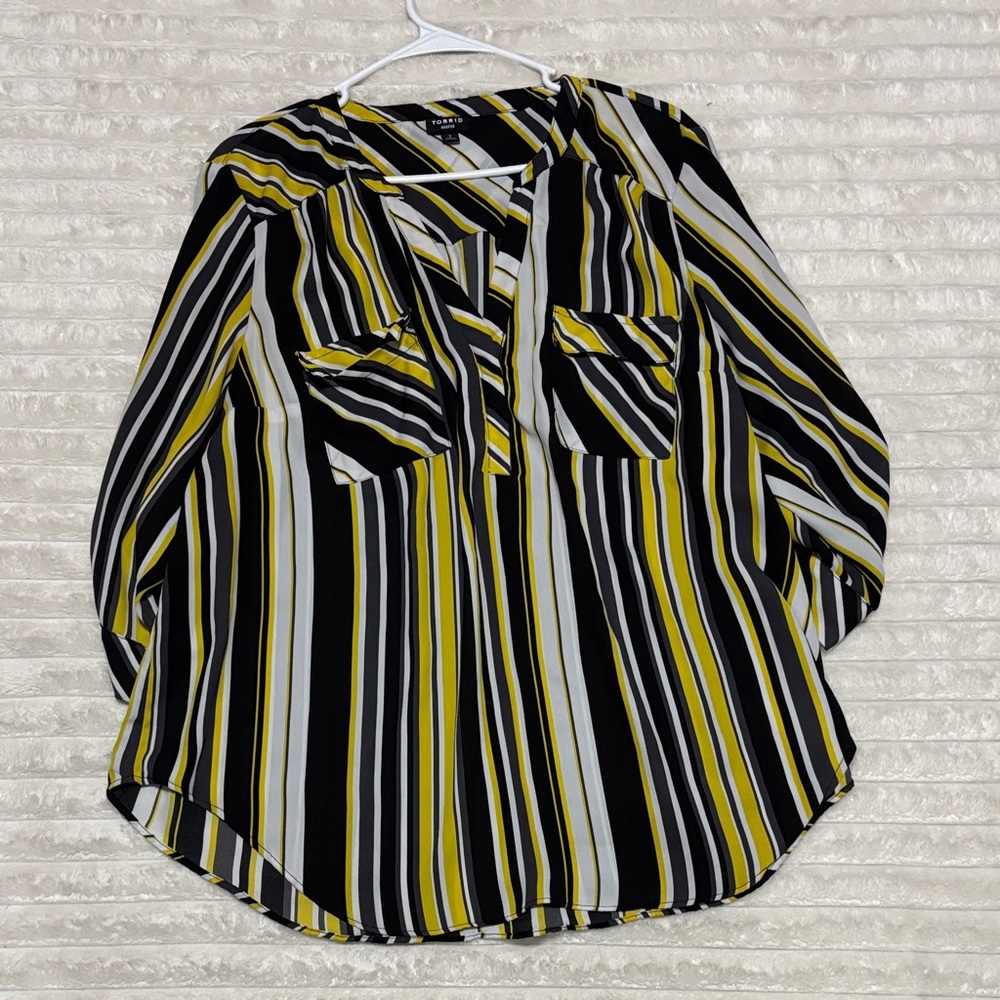 Torrid Black and Yellow Striped Blouse